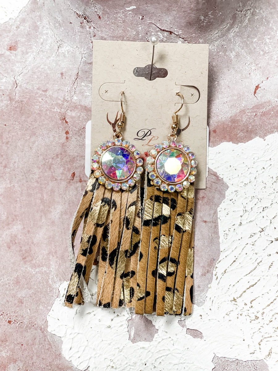 Paparazzi leopard hot sale fringe earrings