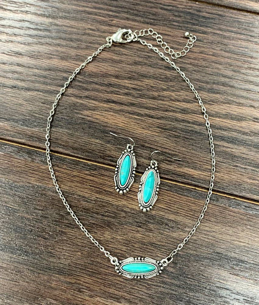 Turquoise Necklace Earrings Set