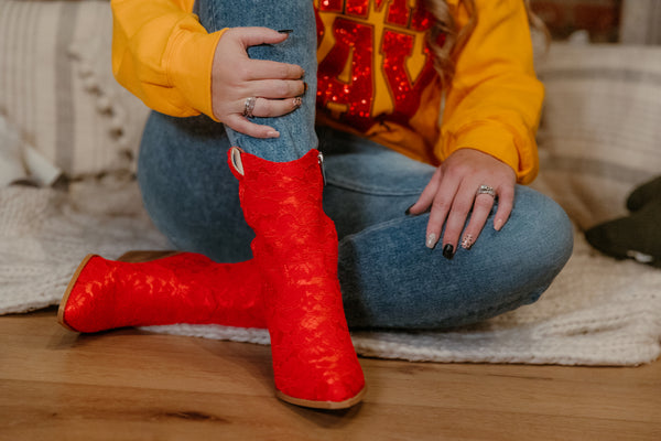 Rowdy Red Lace Boots