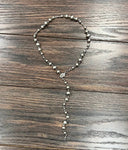 Short Handmade Lariat Silver Navajo Bead Necklace