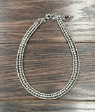 3 Strand 4 & 6mm Handmade Silver Navajo Bead Necklace