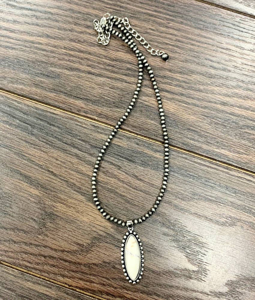 Oval White Turquoise Necklace