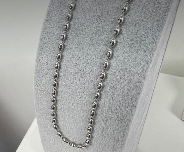 Charm Bar Silver Melon Bead Necklace