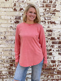 Mineral Washed Basic Long Sleeve Tees-ALL SIZES
