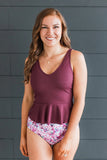 Wildberry Peplum Tankini Top