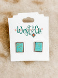 Turquoise Rectangle Post Earrings