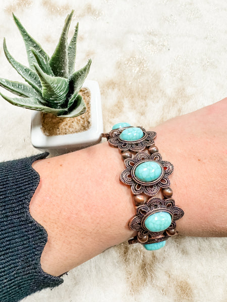 Floral Marble Concho Bracelet