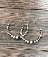 Handmade Silver Navajo Bead Hoop Earrings