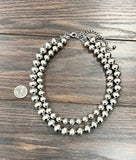 Handmade Silver Navajo Bead Necklace