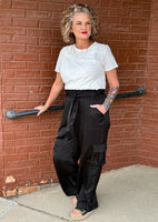 Streetlight Satin Cargo Pants-CURVY