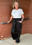 Streetlight Satin Cargo Pants-CURVY