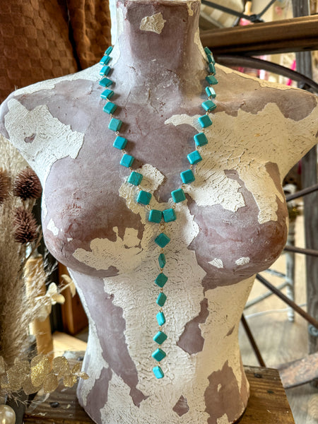 Diamond Turquoise Lariat Necklace