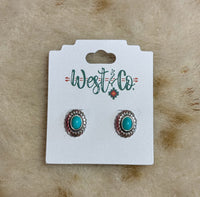 Oval Concho Post Earrings