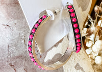 Pink Stone Hoop Earrings