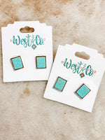 Turquoise Rectangle Post Earrings