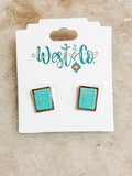 Turquoise Rectangle Post Earrings