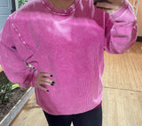 Brenna Corded Crewneck Sweatshirts-CURVY
