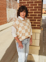 King Me Checkered Sweater Vest-CURVY