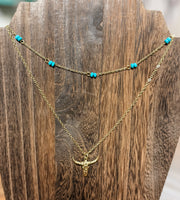 Turq Bead & Gold Simple Necklace