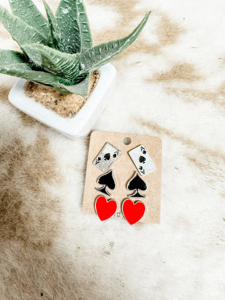 3 Pack Poker Stud Earrings