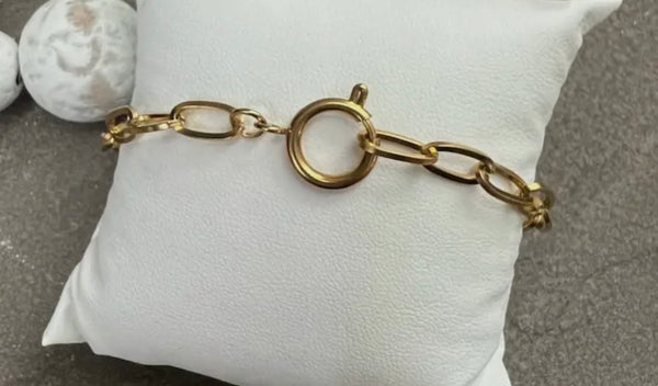 Charm Bar Gold Paperclip Toggle Bracelet