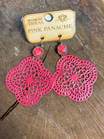 Pink Floral Grid Earrings