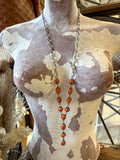 Chain & Marble Stone Lariat Necklace