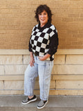 King Me Checkered Sweater Vest-CURVY