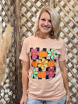 Checkered Pumpkin Floral Tee