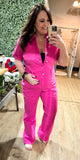 Celebrity Hot Pink Denim Jumpsuit-CURVY