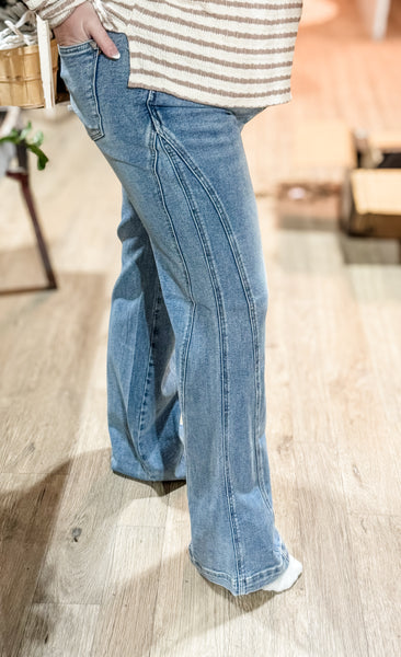 Breeze High Waist Retro Wide Denim-CURVY