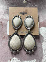 White Marble Earrings