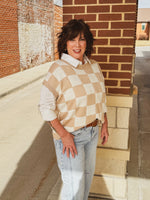 King Me Checkered Sweater Vest-CURVY