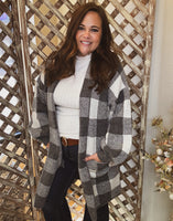 Let's Stay Home Checkered Cardigan-CURVY