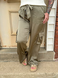 Streetlight Satin Cargo Pants-CURVY