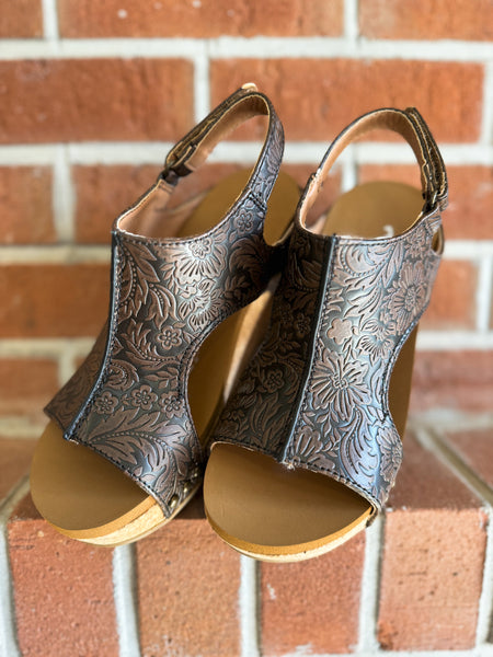 Isabella Hand Tooled Wedges