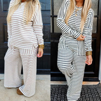 Homebody Striped Loungewear Set-CURVY