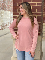 Mineral Washed Basic Long Sleeve Tees-ALL SIZES