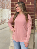 Mineral Washed Basic Long Sleeve Tees-ALL SIZES
