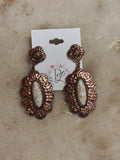 Oval Copper Flower Earrings