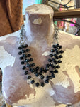 Short Black Crystal Bead & Chain Necklace