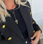 Lariat Pearl Cross Necklace