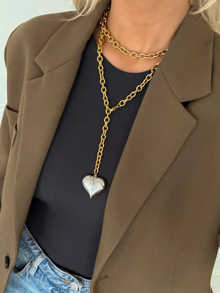 2 Toned Heart Necklace