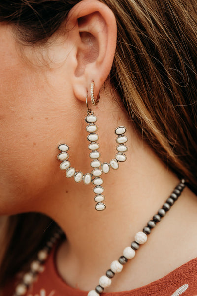 White Cactus Earrings