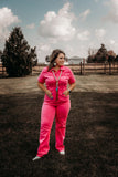 Celebrity Hot Pink Denim Jumpsuit