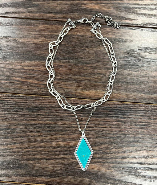 Diamond Chain Turquoise Necklace