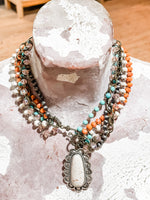 White Marble Multi Chain Necklace