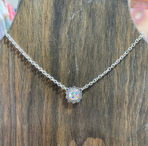 Floral AB Crystal Necklace