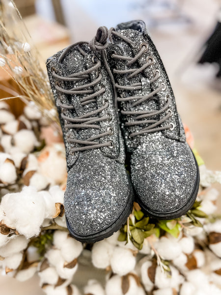 silver hiking boots